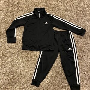 Adidas Black Tracksuit with White Stripes